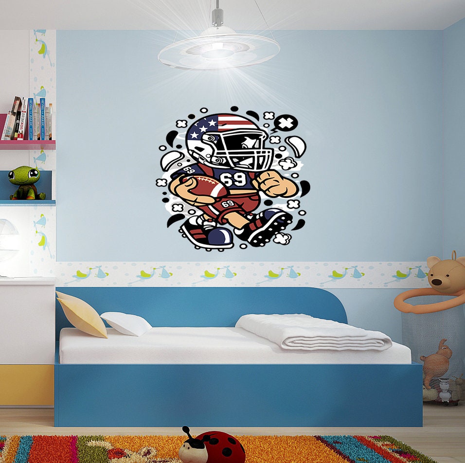 Wall decal art stickers American football, Men's Football Champion Peel and Stick Giant Wall Decal, kids room decor-GD708