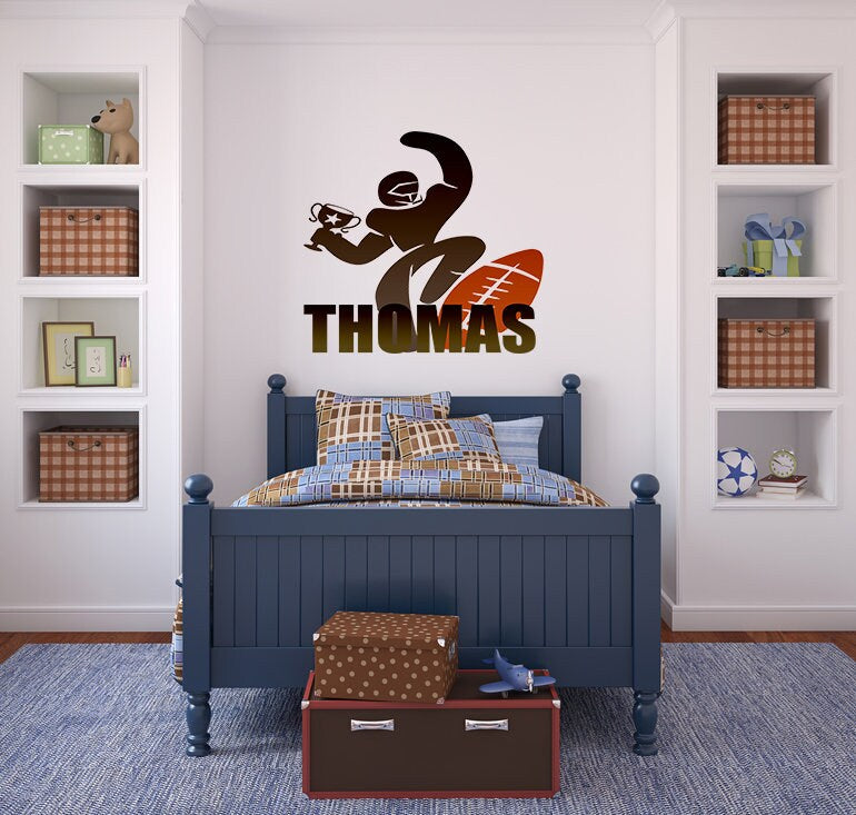 Personalized Custom Football Wall Sticker Decal Sport Player Jerseys-Personalized Choose Your Name & Numbers, Playroom Kids Bedroom-GD710