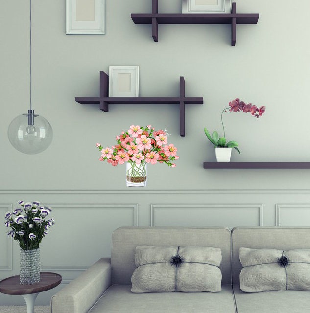 Wall decal art stickers Boho Flowers, Wall sticker Bohemian style decor, Boho Flower Vase vinyl sticker, baby stickers, decal Flowers GD716
