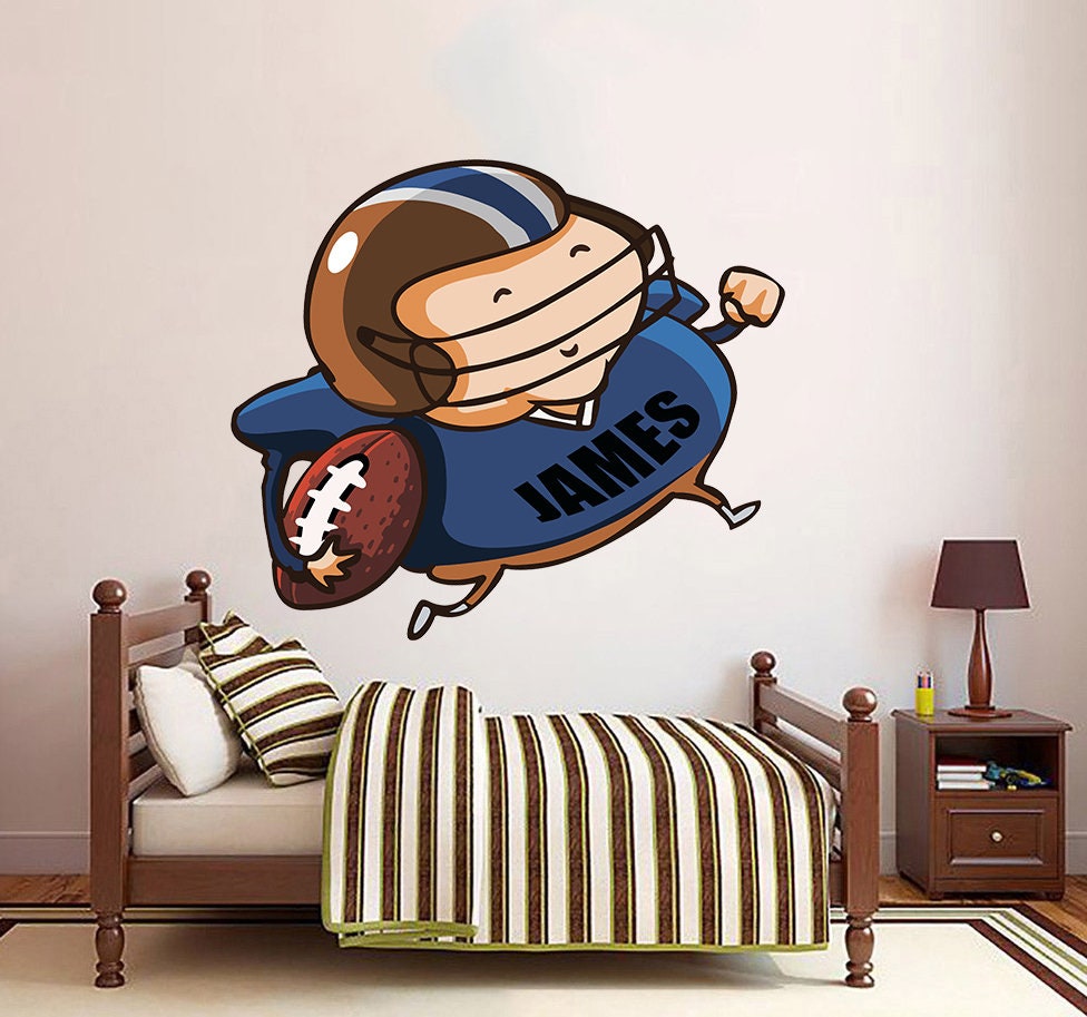 American football Custom name wall decal, personalized sticker, personalized decal, wall sticker football, boy bedroom decor-GD718