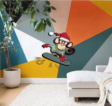 Load image into Gallery viewer, Snowboarding Monkey Wall Decal, Monkey Polygonal Wall decal, Monkey Stickers ,Monkey decor, Wall Decals, Animal Stickers-GD721