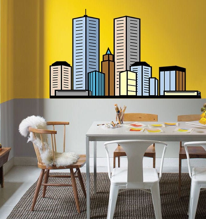 Town Wall decal art stickers City, Wall sticker Town sticker decor, City vinyl sticker, City stickers Town & Wall Mural
