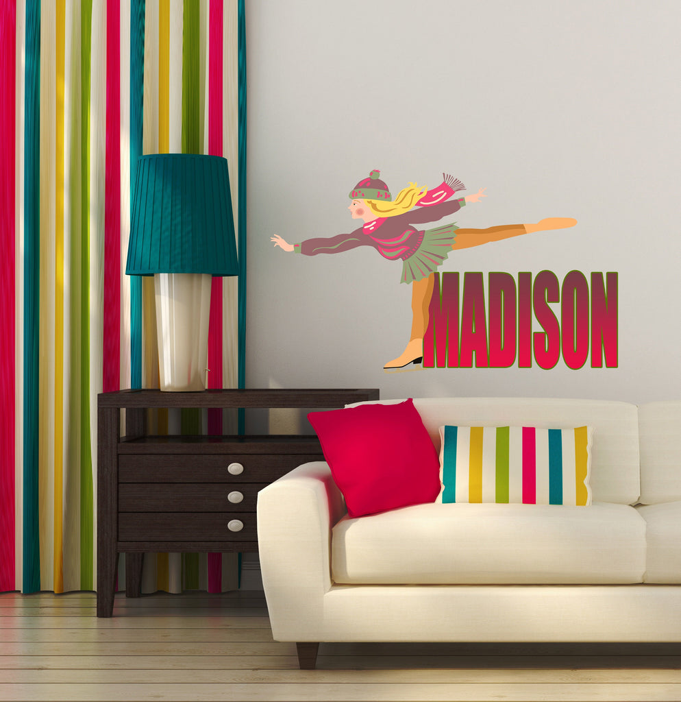 Figure skating Custom name wall decal, personalized sticker, personalized decal Girl, wall sticker Figure skater decor, win vinyl sticker