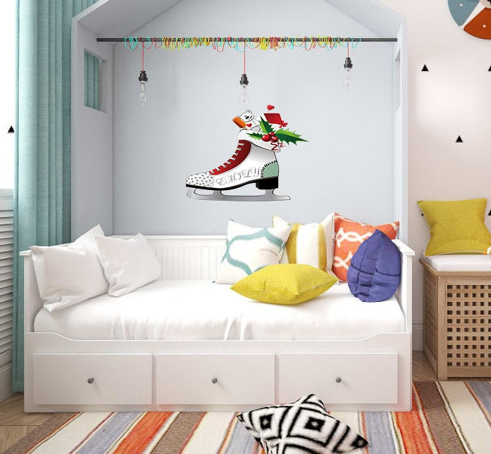 Figure skating Custom name wall decal, personalized sticker, personalized decal Skates, wall sticker Figure skater decor, win vinyl sticker