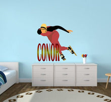 Load image into Gallery viewer, Ice skating Sport custom name wall decal, wall sticker ice skating decor, ice skater wall sticker