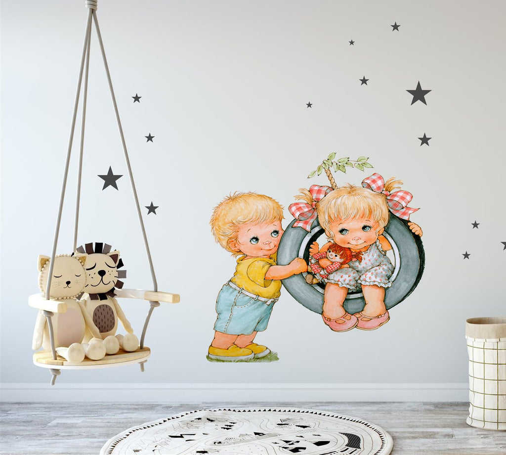 Children on the Swing Wall Decal, Children on the Swing Wall sticker, Children on the Swing wall decor
