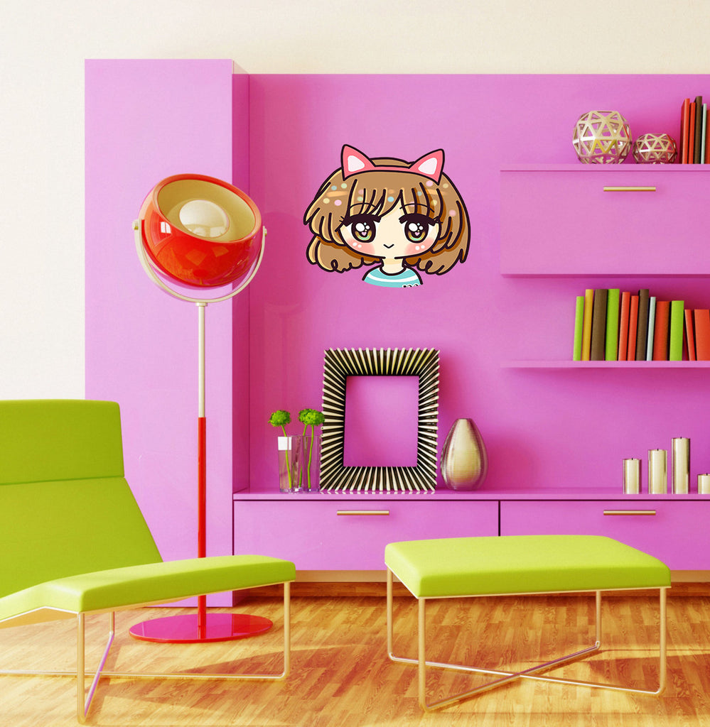 Cat Girl Nursery Decal, Cat Girl Nursery Sticker, Cat Girl Nursery Wall Decor