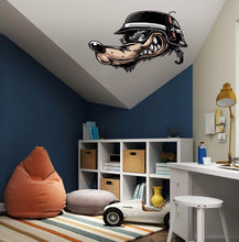 Load image into Gallery viewer, Cartoon Angry Wolf Decal, Boys Room Wolf Sticker, Wolf Decor