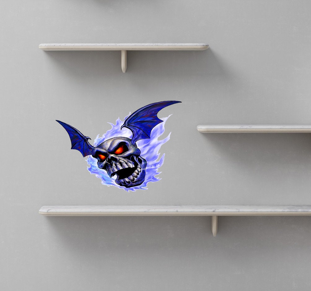 Flying Skull Decal, Flying Skull Sticker, Flying Skull Wall Decor