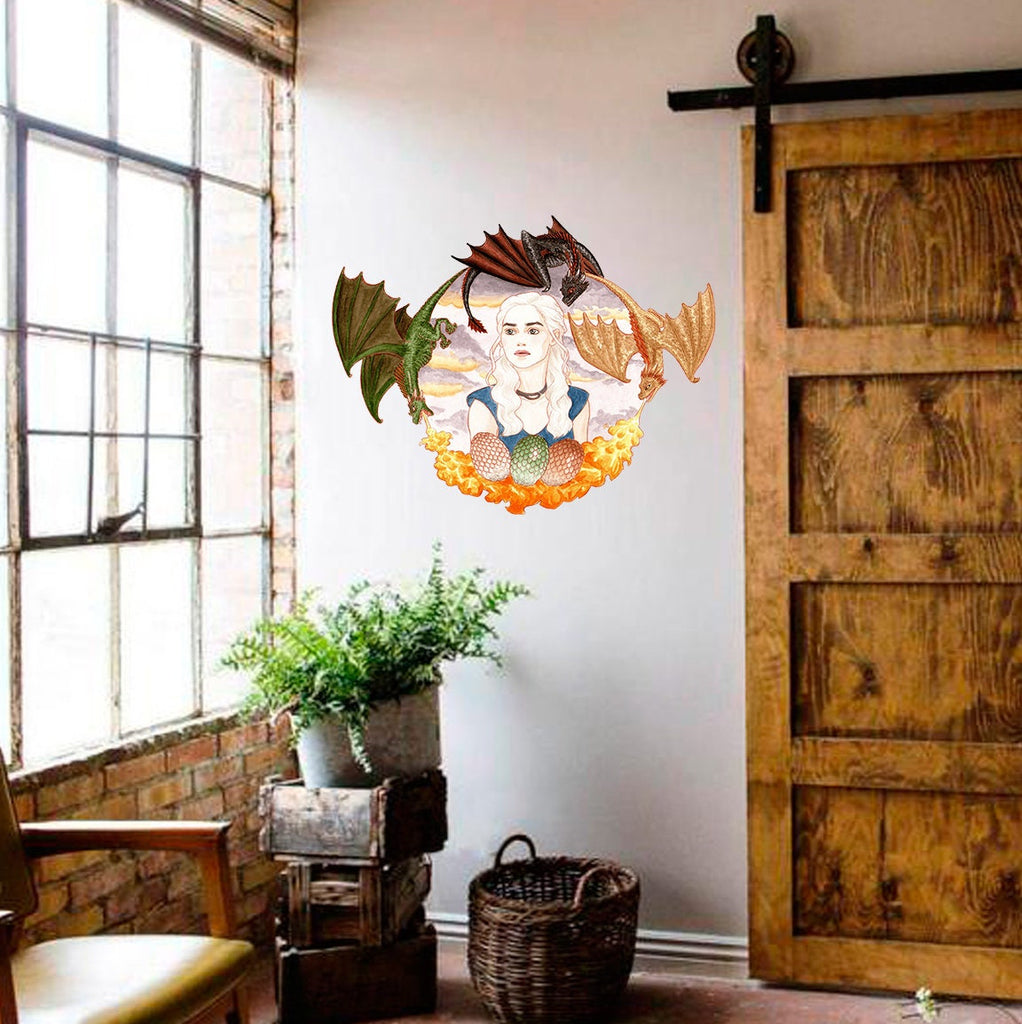 Fantasy Dragon Girl Decal, Fantasy Dragon Girl Sticker, Fantasy Dragon Girl Wall Decor