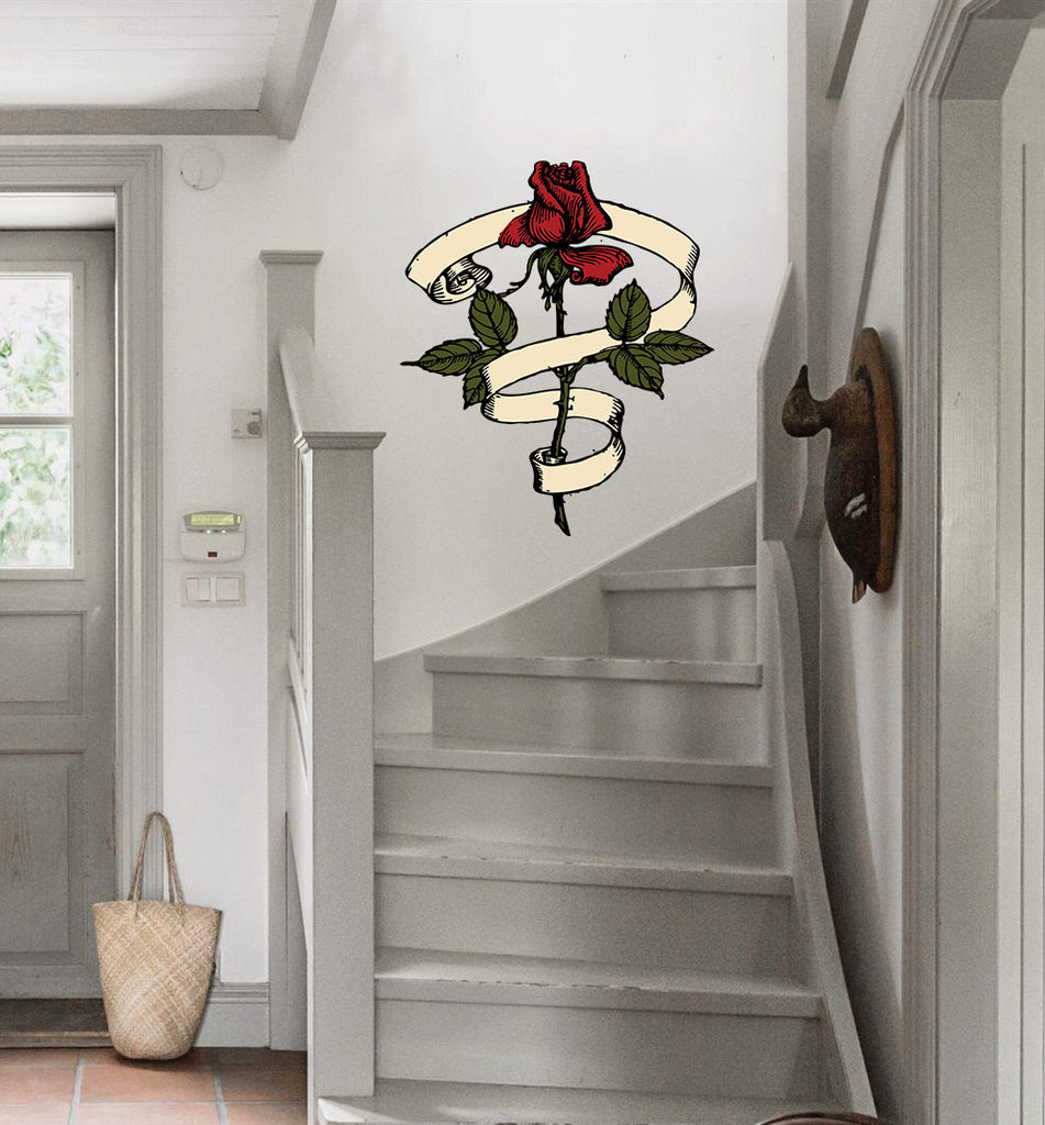 Red Rose Wall Decal, Red Rose Wall sticker, Red Rose wall decor
