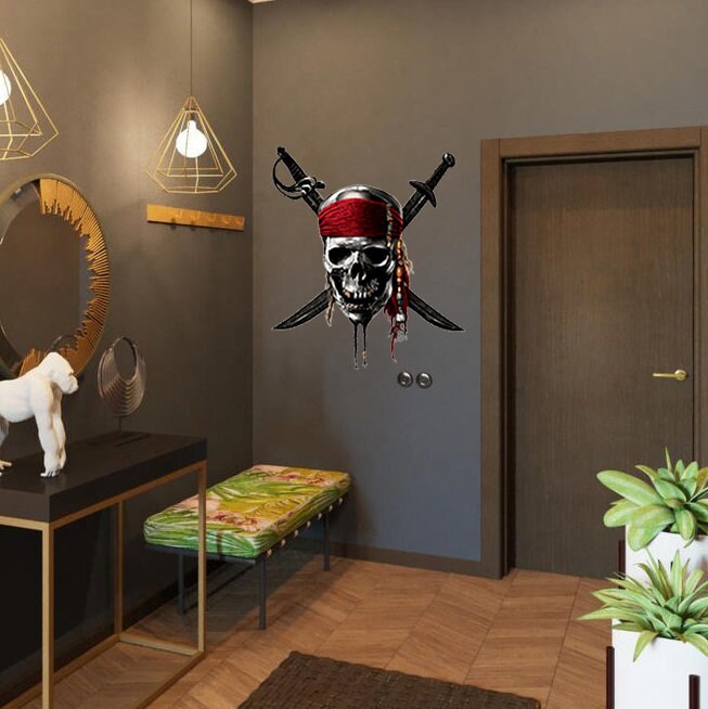 Pirate Skull Decal, Pirate Skull Sticker, Pirate Skull Wall Decor