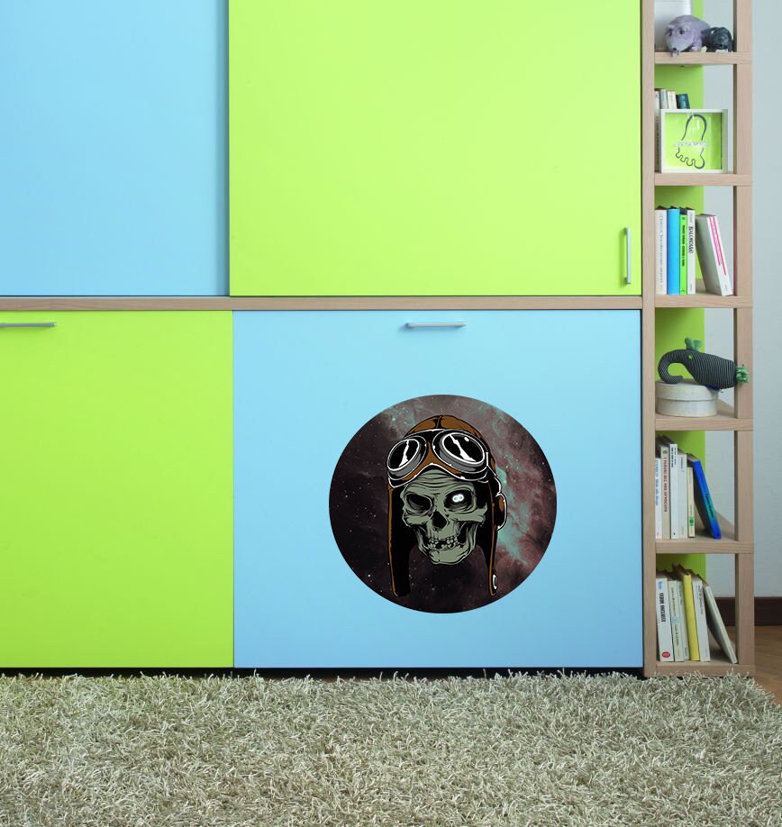Skull Pilot Wall Decal, Skull Pilot Wall sticker, Skull Pilot wall decor