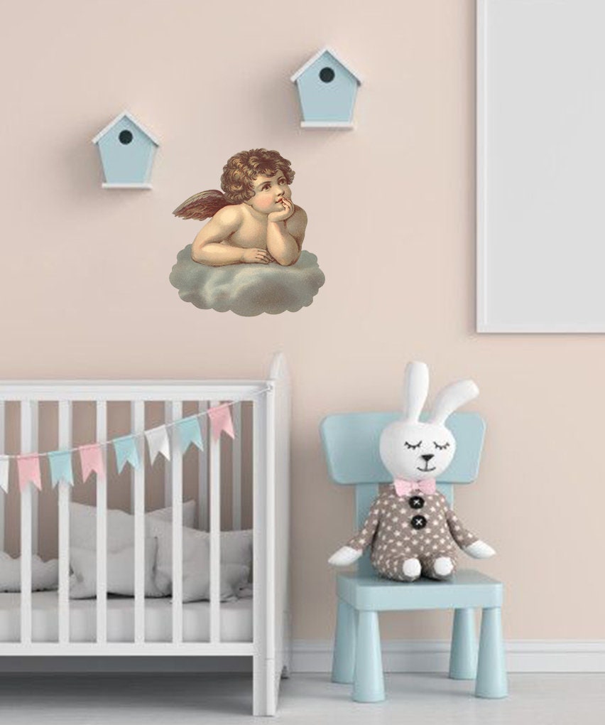 Cherub on a Cloud Decal, Cherub on a Cloud Sticker, Cherub on a Cloud Wall Decor