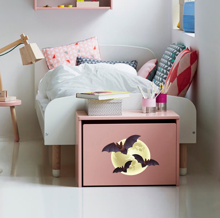 Moon and Bats Decal, Moon and Bats Sticker, Moon and Bats Wall Decor