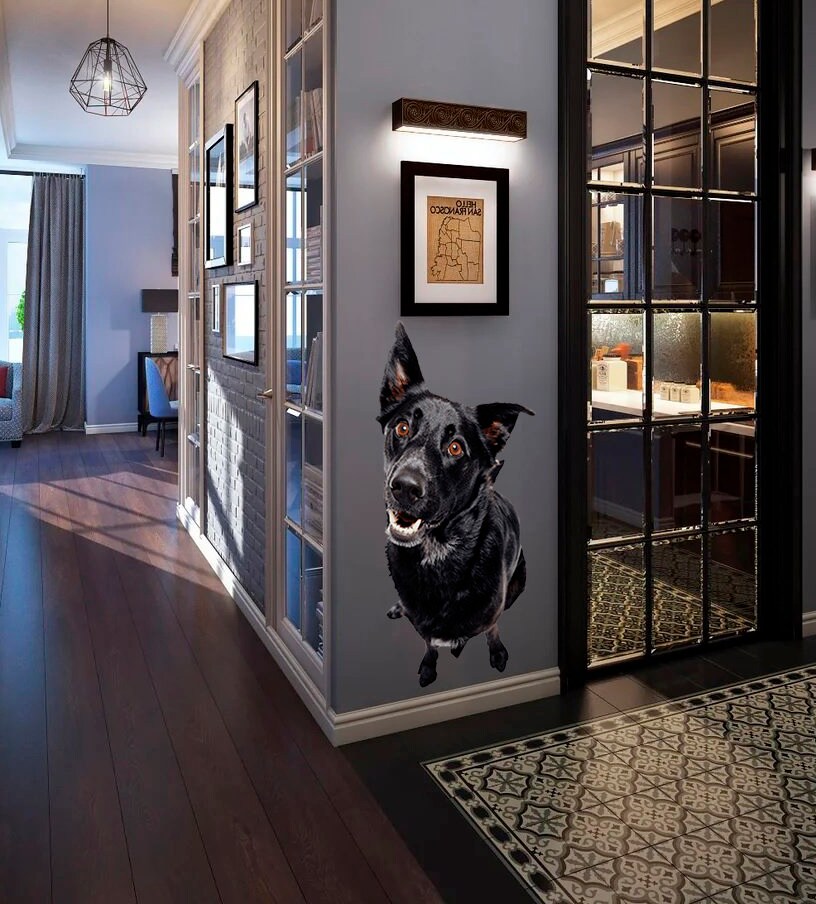 3D Dog Decal, 3D Dog sticker, 3D Dog Wall Decor