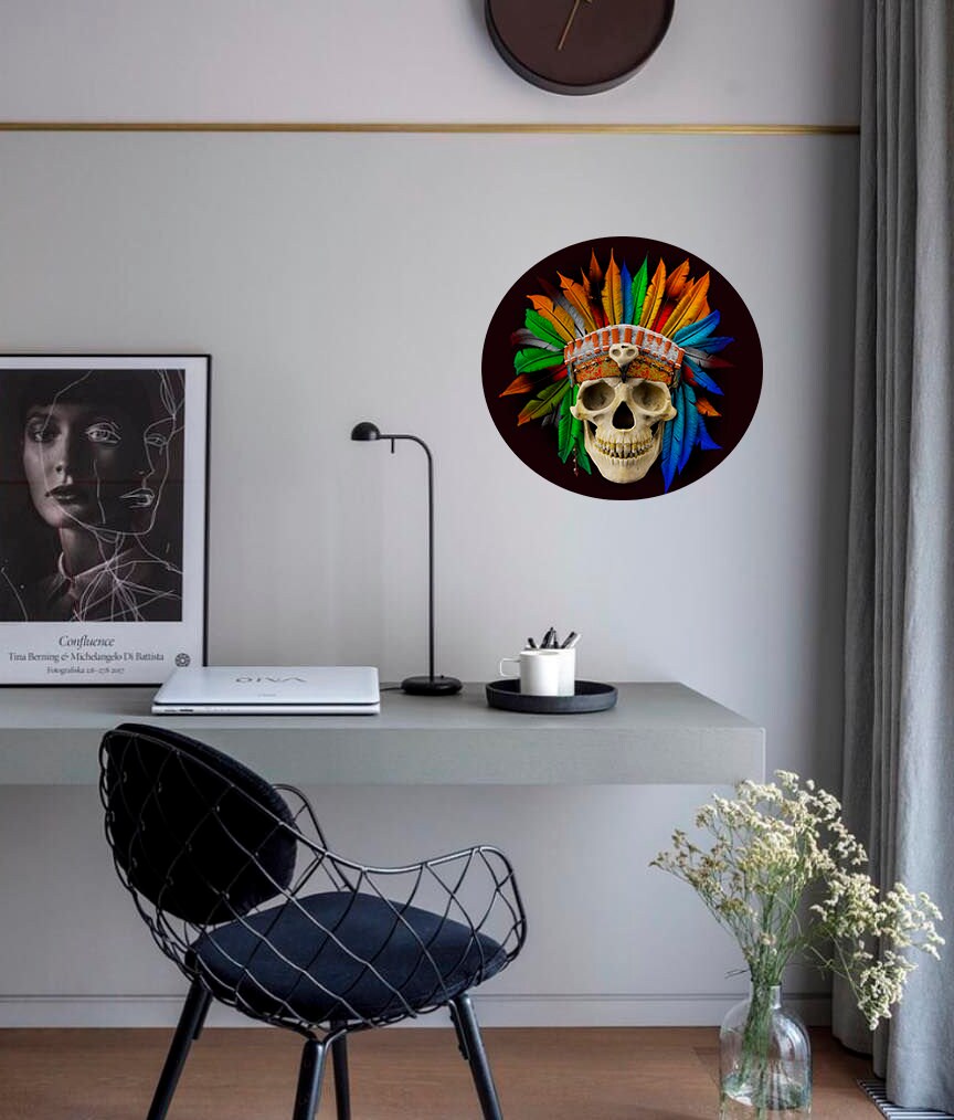 Indian Skull Sticker, Indian Skull Decal, Indian Skull Wall Decor