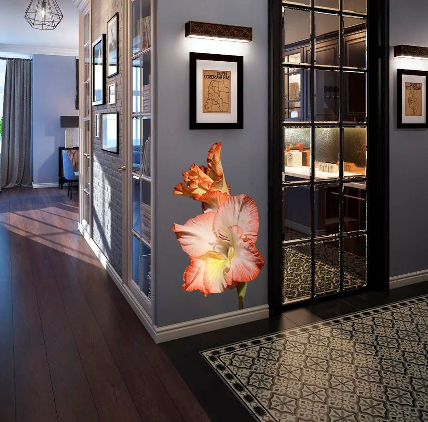 Orange Orchid Wall Decal, Orange Orchid Wall sticker, Orange Orchid wall decor
