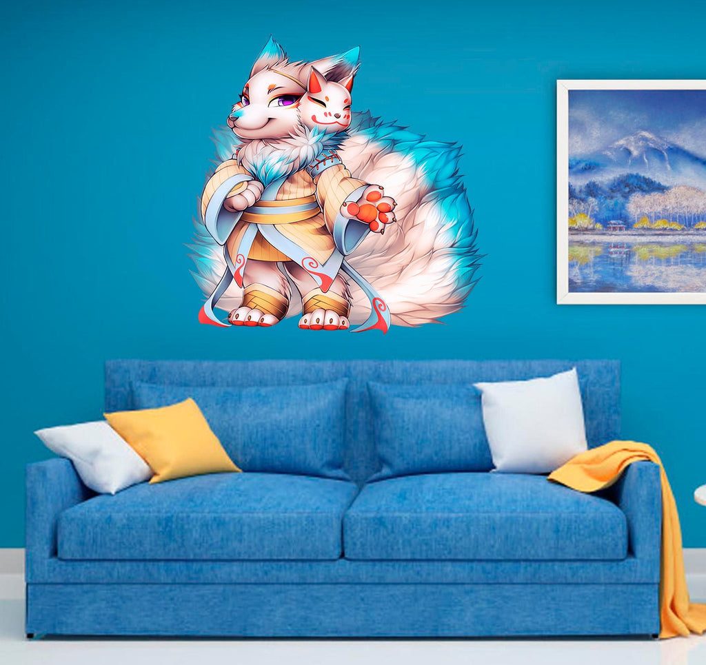 Anime Fox Decal, Anime Fox Sticker, Anime Fox Wall Decor
