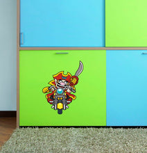 Load image into Gallery viewer, Pirate Biker Decal, Pirate Biker Sticker, Pirate Biker Boys Room Decor