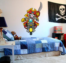 Load image into Gallery viewer, Pirate Biker Decal, Pirate Biker Sticker, Pirate Biker Boys Room Decor