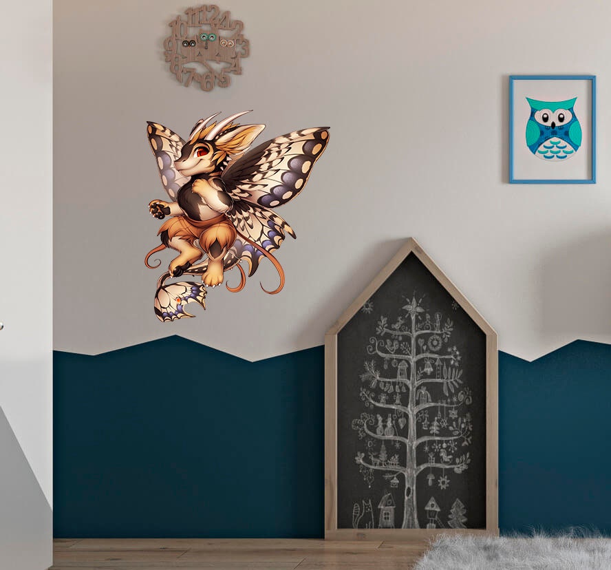 Butterfly Dragon Decal, Butterfly Dragon Sticker, Butterfly Dragon Wall Decor