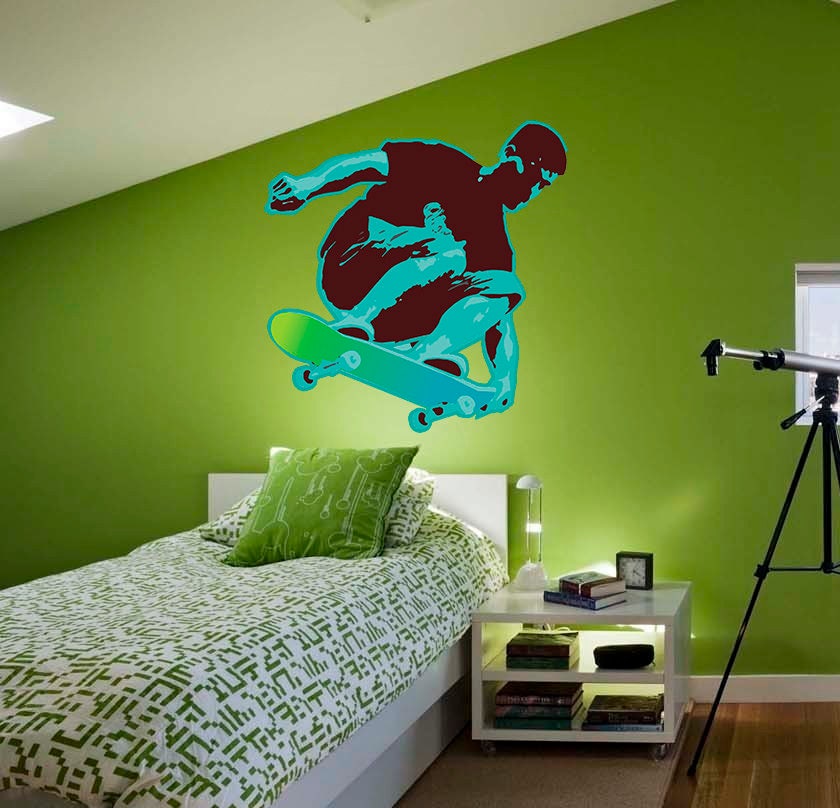 Skateboarder Decal, Skateboarder Sticker, Skateboarder Boys Room Decor
