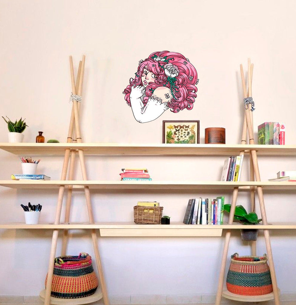 Mysterious Girl Wall Decal, Mysterious Girl Wall sticker, Mysterious Girl wall decor