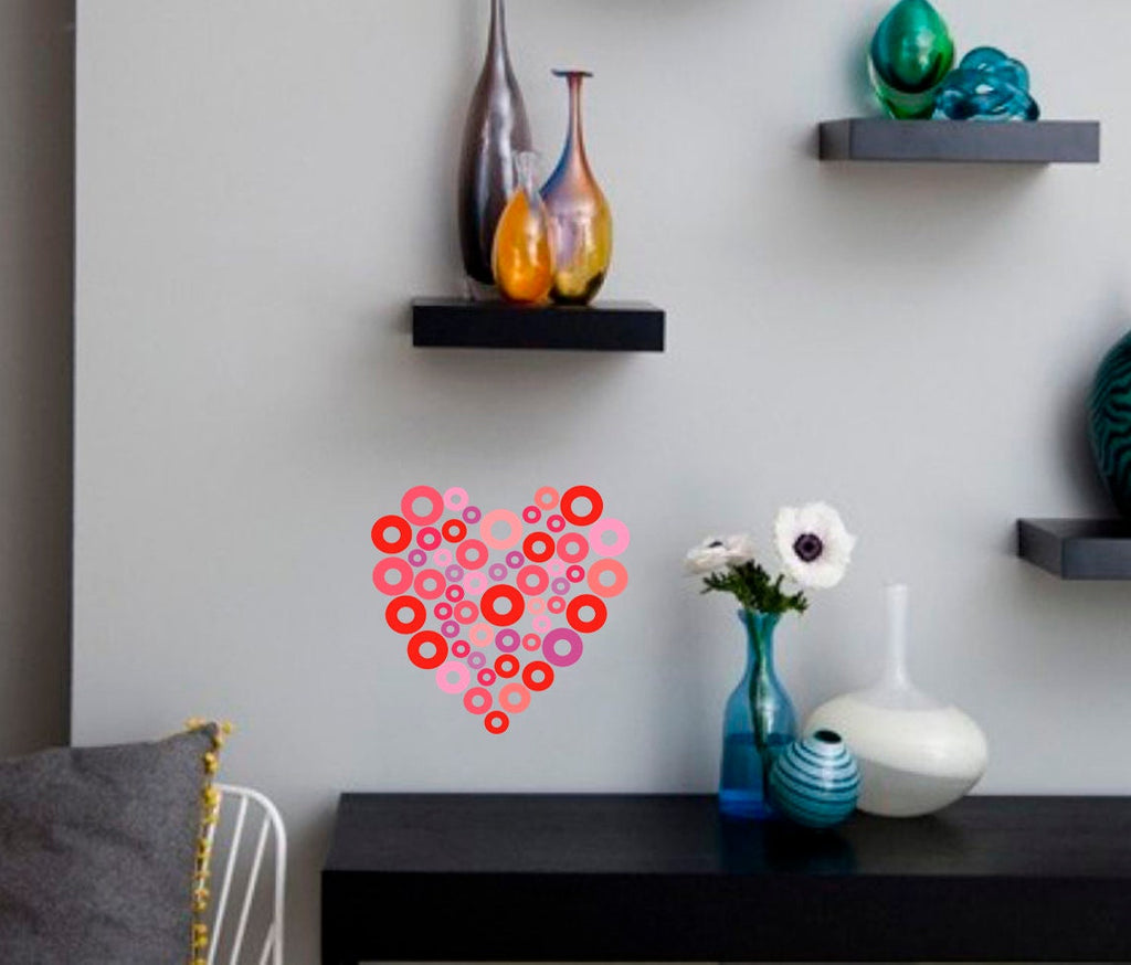 Heart Circles Wall Decal, Heart Circles Wall sticker, Heart Circles wall decor
