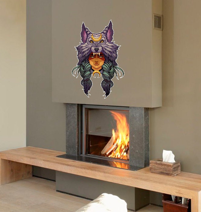 Wolf Spiritual Decal, Wolf Spiritual Sticker, Wolf Spiritual Wall Decor
