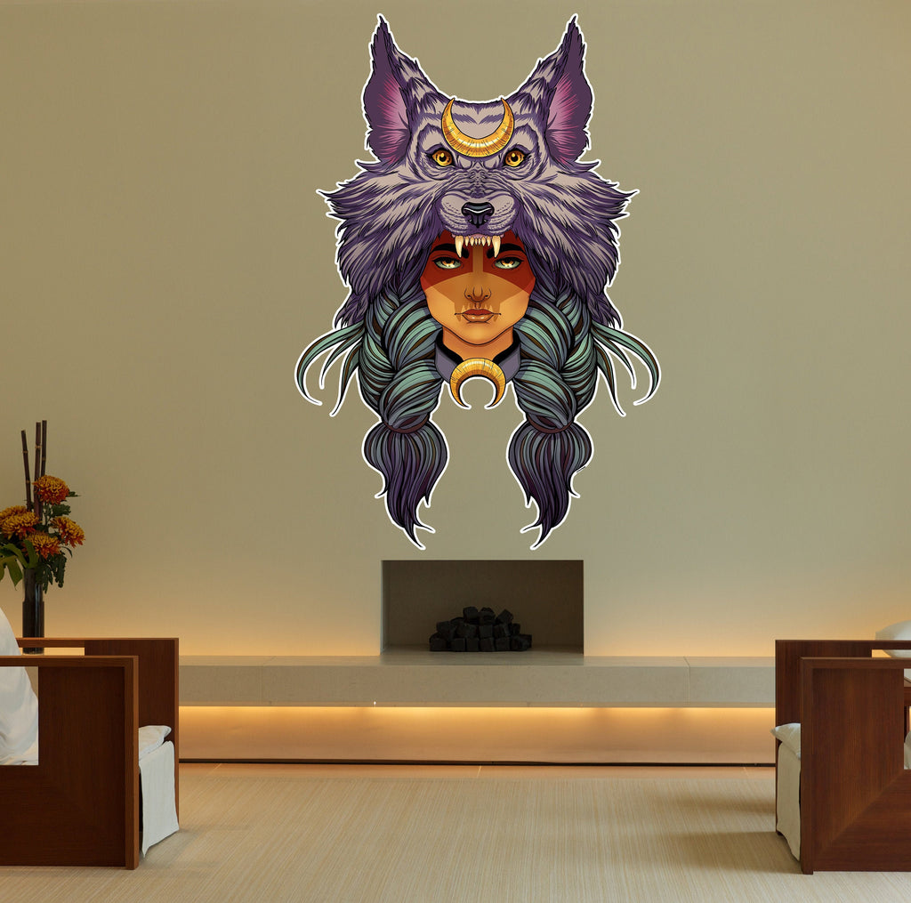 Wolf Spiritual Decal, Wolf Spiritual Sticker, Wolf Spiritual Wall Decor