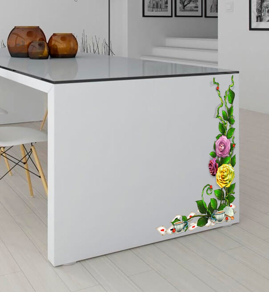 3D Roses Decal, 3D Roses Sticker, 3D Roses Kitchen Decor, 3D Roses Restaurant Wall Decor