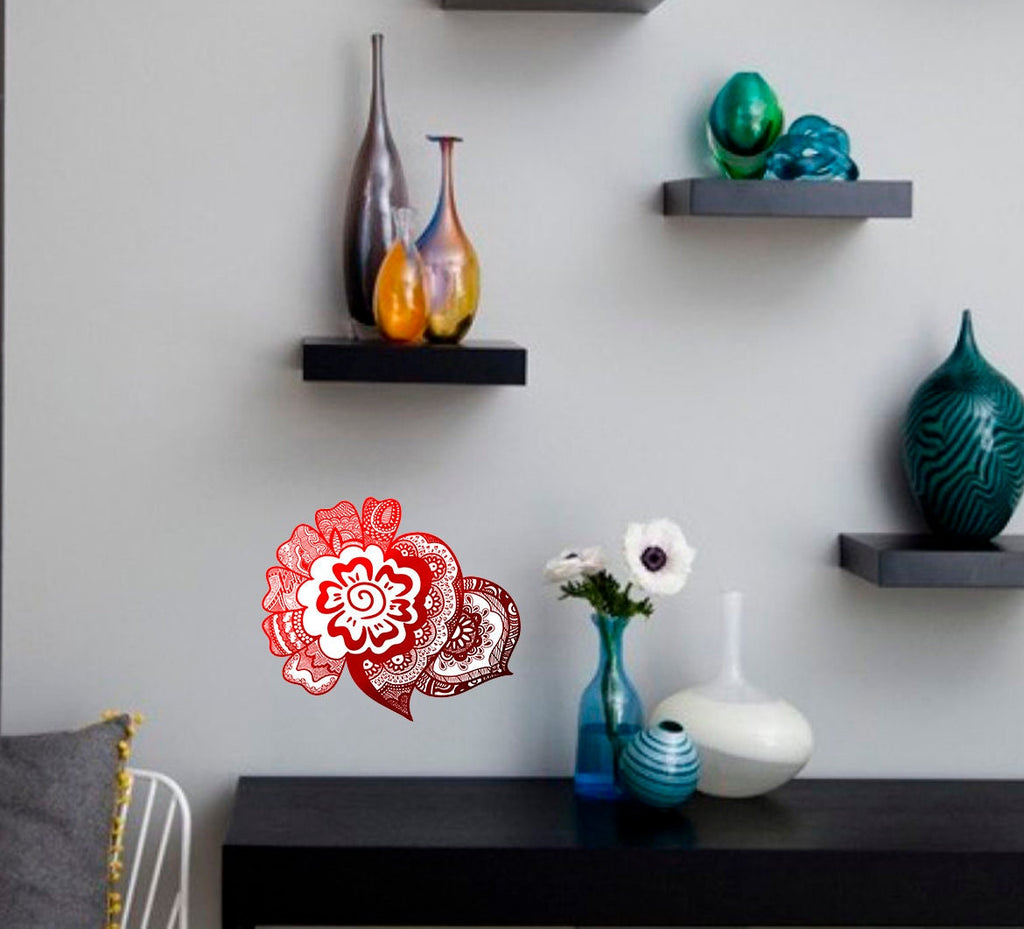 Boho Style Flowers Wall Decal, Boho Style Flowers Wall sticker, Boho Flowers wall decor