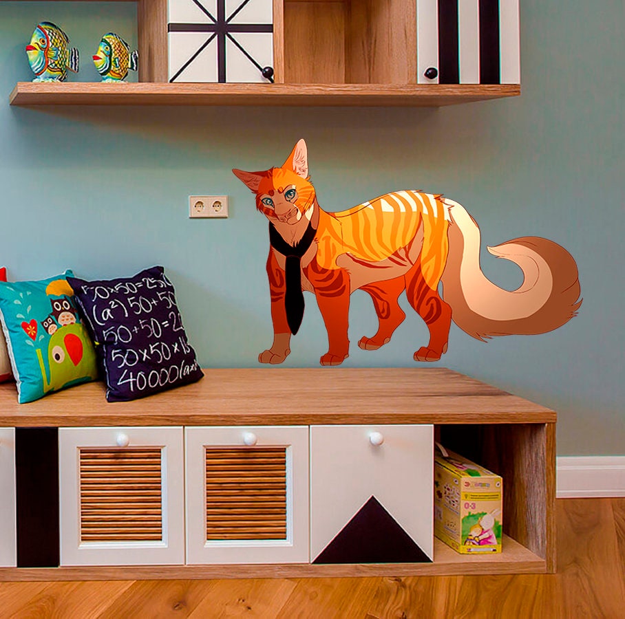 Anime Cat Sticker, Anime Cat Decal, Anime Cat Wall Decor, Anime Cat Wall Art