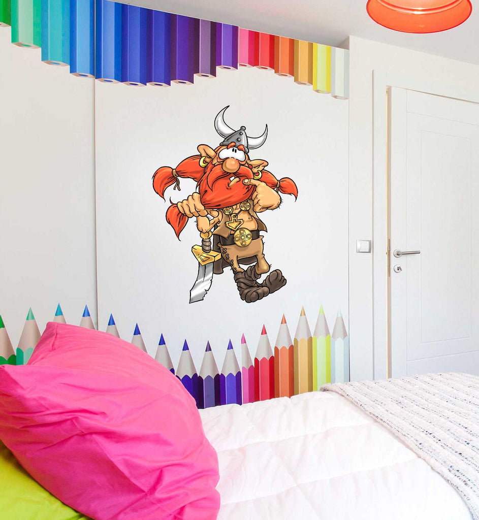 Cartoon Viking Decal, Cartoon Viking Sticker, Cartoon Viking Nursery Decor