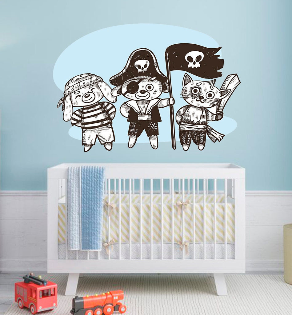 Pirates Animals Sticker, Pirates Animals Decal, Pirates Animals Wall Decor, Pirates Animals Nursery Decor