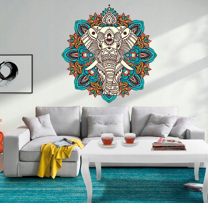 Elephant Boho Mandala Wall Decal, Elephant Boho Mandala Wall sticker, Elephant Boho Mandala wall decor