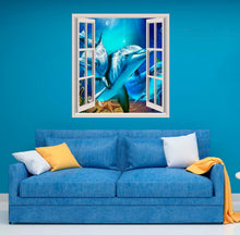 Load image into Gallery viewer, Dolphins Window in Wall Decal, Dolphins Window in Wall sticker, Dolphins Window in wall decor