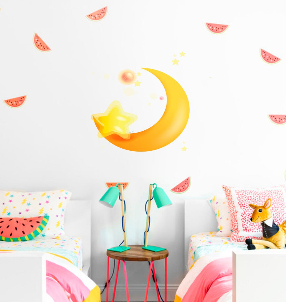 Moon and Stars Nursery Decal, Moon and Stars Nursery Sticker, Moon and Stars Wall Decor