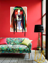 Load image into Gallery viewer, Hippie dog Wall Decal, Rastaman dog Wall sticker, Hippie dog wall decor