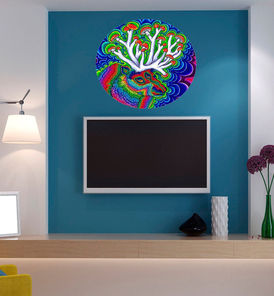 Acid Deer Sticker, Acid Deer Decal, Hippie Room Decal, Hippie Room Sticker