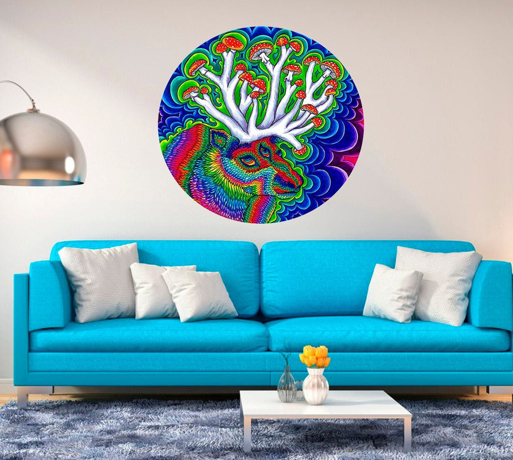 Acid Deer Sticker, Acid Deer Decal, Hippie Room Decal, Hippie Room Sticker