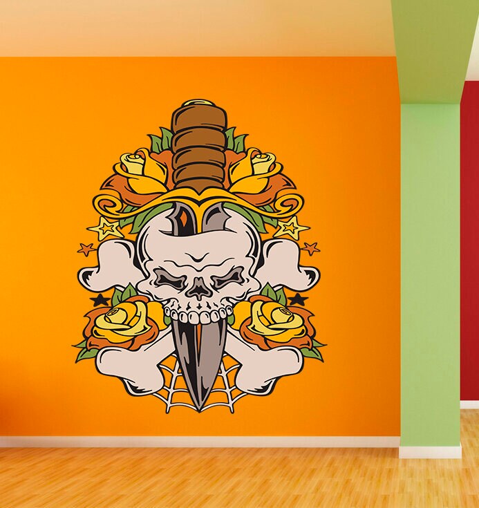 Skull and Dagger Decal, Skull and Dagger Sticker, Skull and Dagger Wall Decor