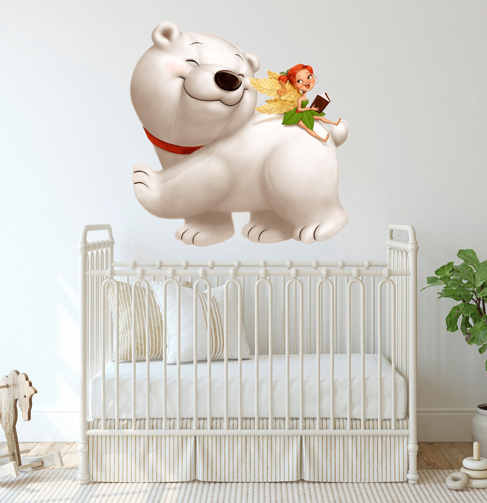 Teddy bear Elf Girl Wall Decal, Teddy bear Elf Girl Wall sticker, Teddy bear Elf Girl wall decor