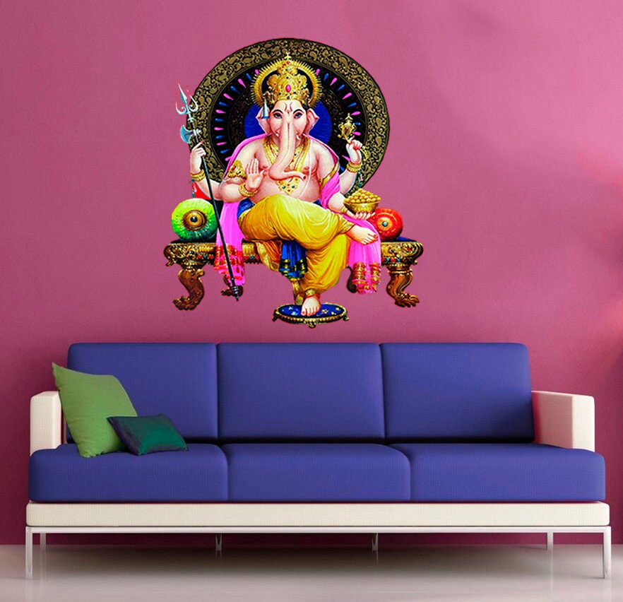 Ganesha Throne Wall Decal, Ganesha Throne Wall sticker, Ganesha Throne wall decor