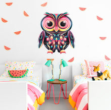 Load image into Gallery viewer, Colorful Owl Decal, Colorful Owl Sticker, Colorful Owl Wall Decor