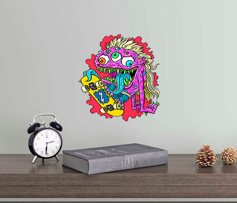 Skateboarder Monster Decal, Skateboarder Monster Sticker, Skateboarder Monster Boys Room Decor