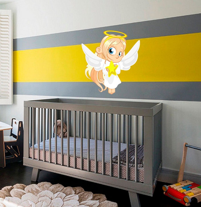 Angel Girl Decal, Sticker, Nursery Angel Decal, Nursery Angel Sticker