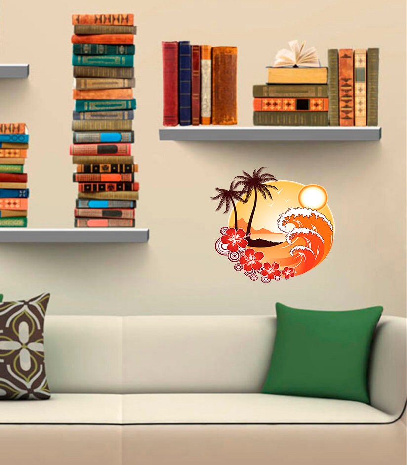 Palm Tree Decal, Palm Tree Sticker, Palm Tree Wall Decor, Surfing Theme Room Decor