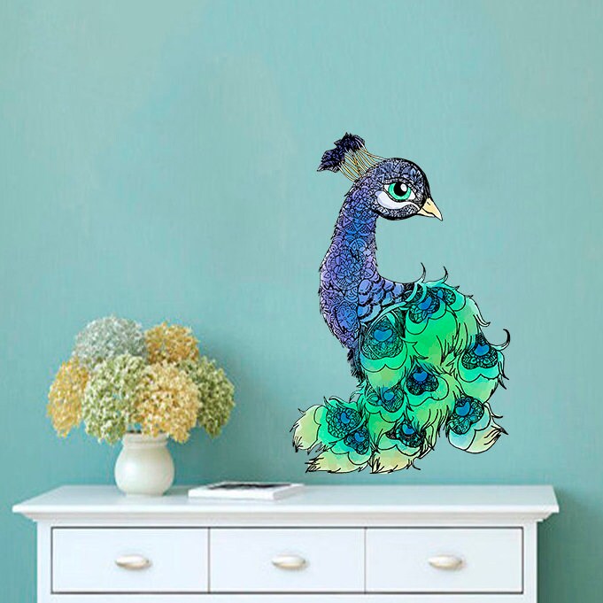 Peacock Decal, Peacock sticker, Peacock wall decor, Peacock Wall Art